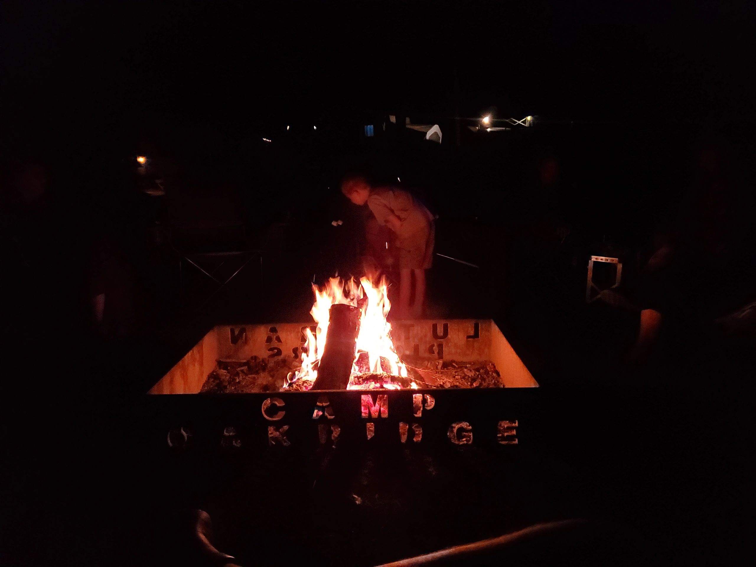 Camp Oak Ridge fire ring after dark